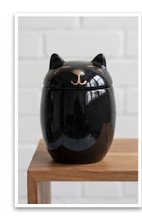 Black cat-shaped pet memorial urn