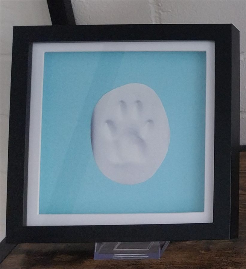 Blue paw impression memorial keepsake