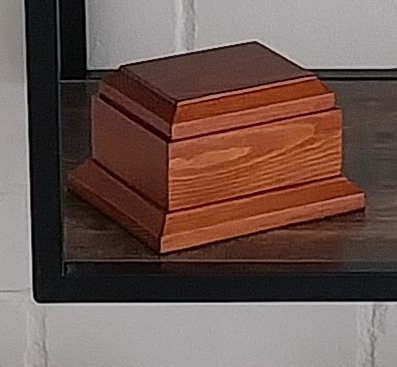 Cherry wood pedestal-style pet urn